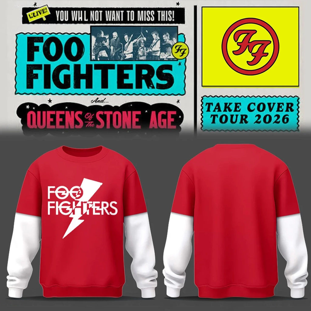 Foo Fighters Take Cover Tour Merch 2026 Lightning Bolt Logo Sweatshirt Gift For Fans