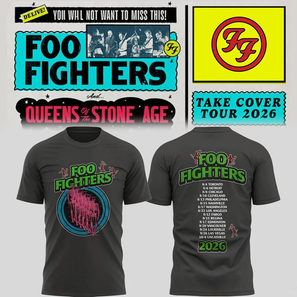 Foo Fighters Take Cover Tour Merch 2026 North American Tour Schedule T-Shirt Music Fan Gifts