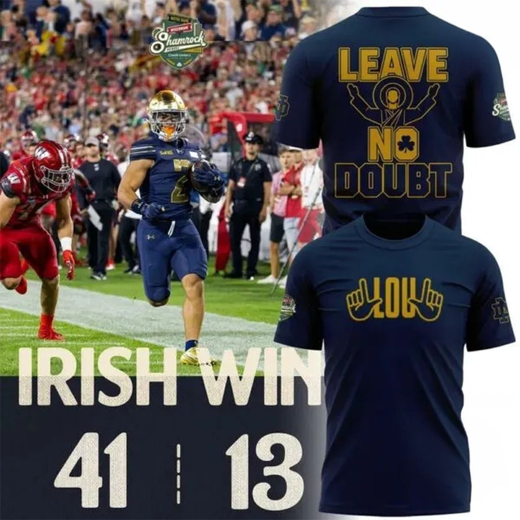 For Lou Notre Dame Fighting Irish Football Navy T-Shirt Fighting Irish Merch Gifts For Fans