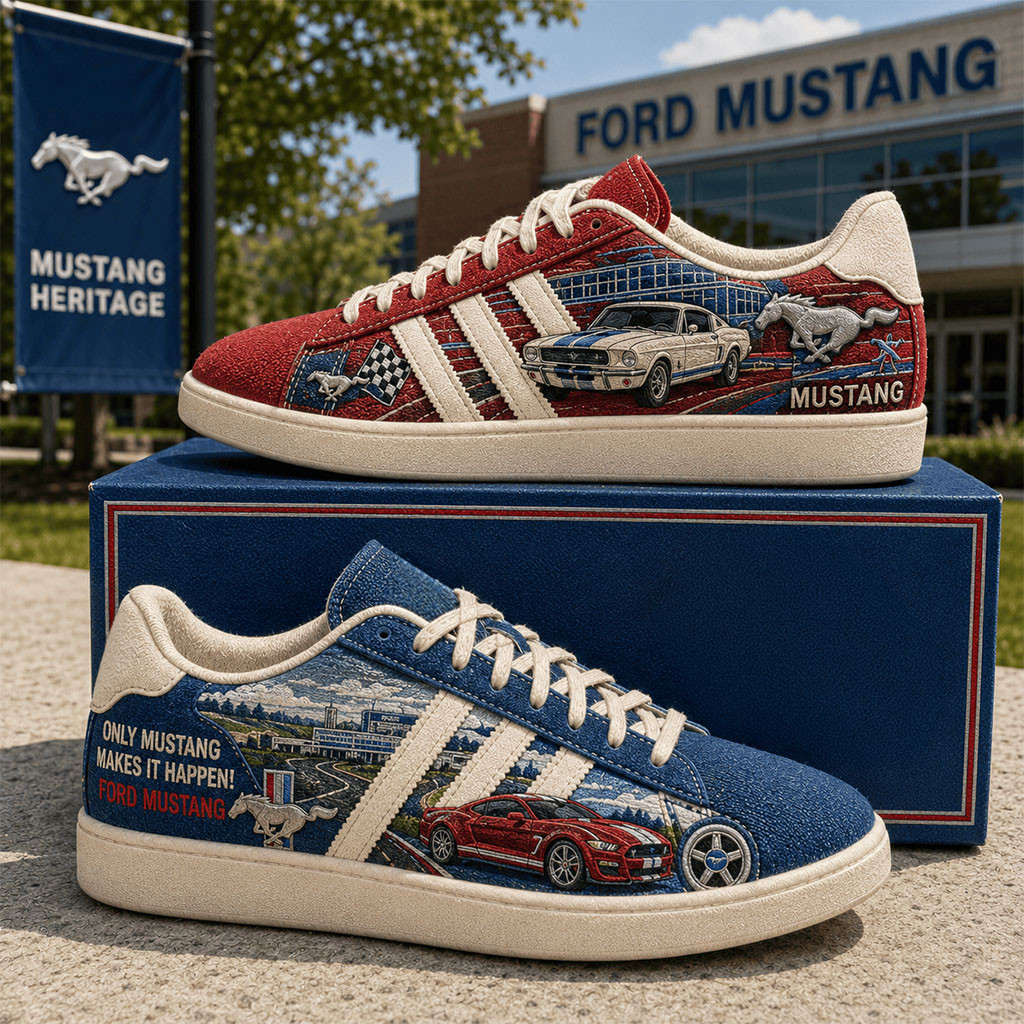 Ford Mustang Shoes Only Mustang Makes It Happen Sneakers Ford Mustang Merch Car Lover Gifts