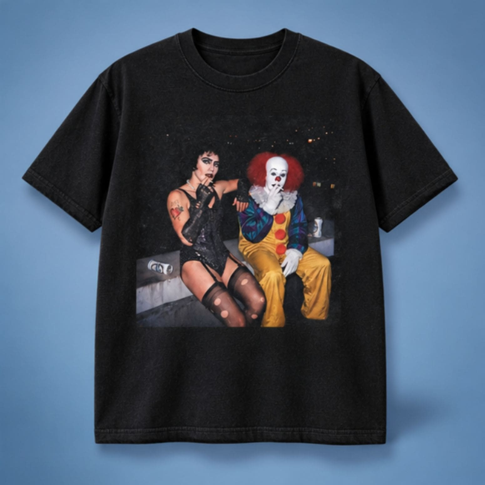 Frank-N-Furter And Pennywise Smoking Shirt Funny Meme Shirt The Rocky Horror Show Merch Gifts