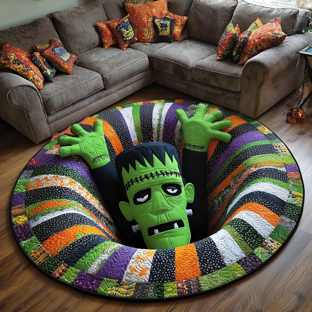 Frankenstein Rise Quilted Round Mat Round Mats For Sale Halloween Inspired Gifts Frankenstein Rise Quilted Round Mat Round Mats For Sale Halloween Inspired Gifts