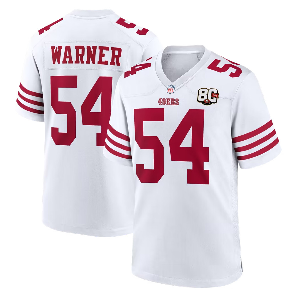 Fred Warner #54 SF 49ers 80th Anniversary Game White Jersey San Francisco 49ers Merch 2026 Gift Fred Warner #54 SF 49ers 80th Anniversary Game White Jersey San Francisco 49ers Merch 2026 Gift