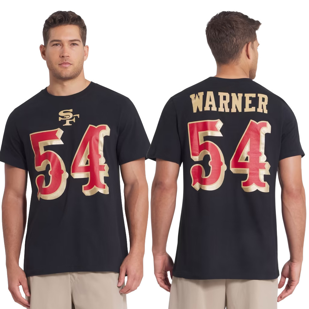 Fred Warner #54 SF 49ers Rivalries Collection T-Shirt Black San Francisco 49ers Merch 2026