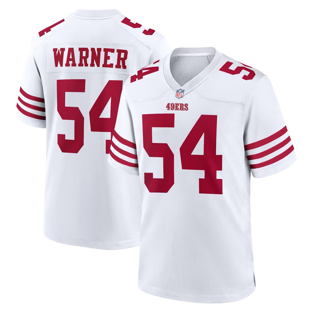 Fred Warner #54 SF 49ers White Team Game Player Jersey San Francisco 49ers Merch 2026 Fan Gifts