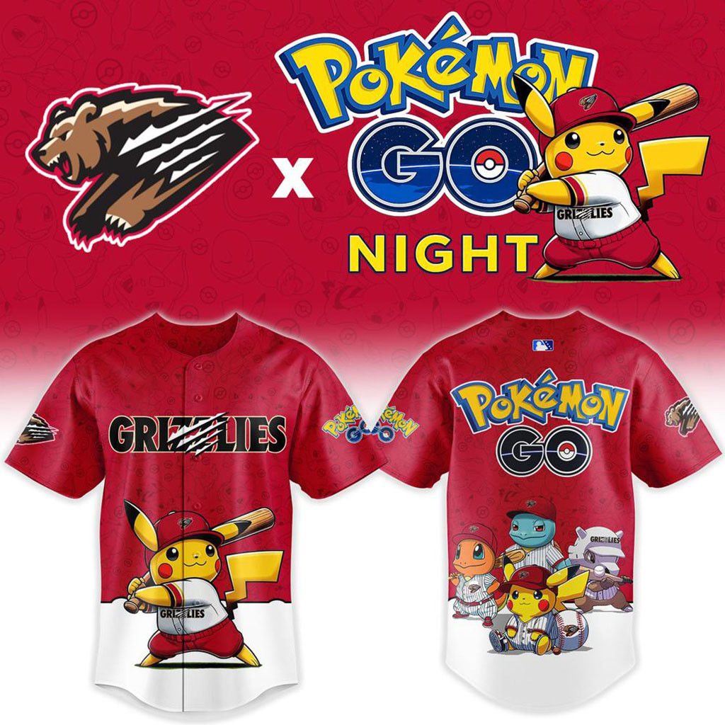 Fresno Grizzlies x Pokemon Go Night Collaboration Baseball Jersey Fresno Grizzlies Merch