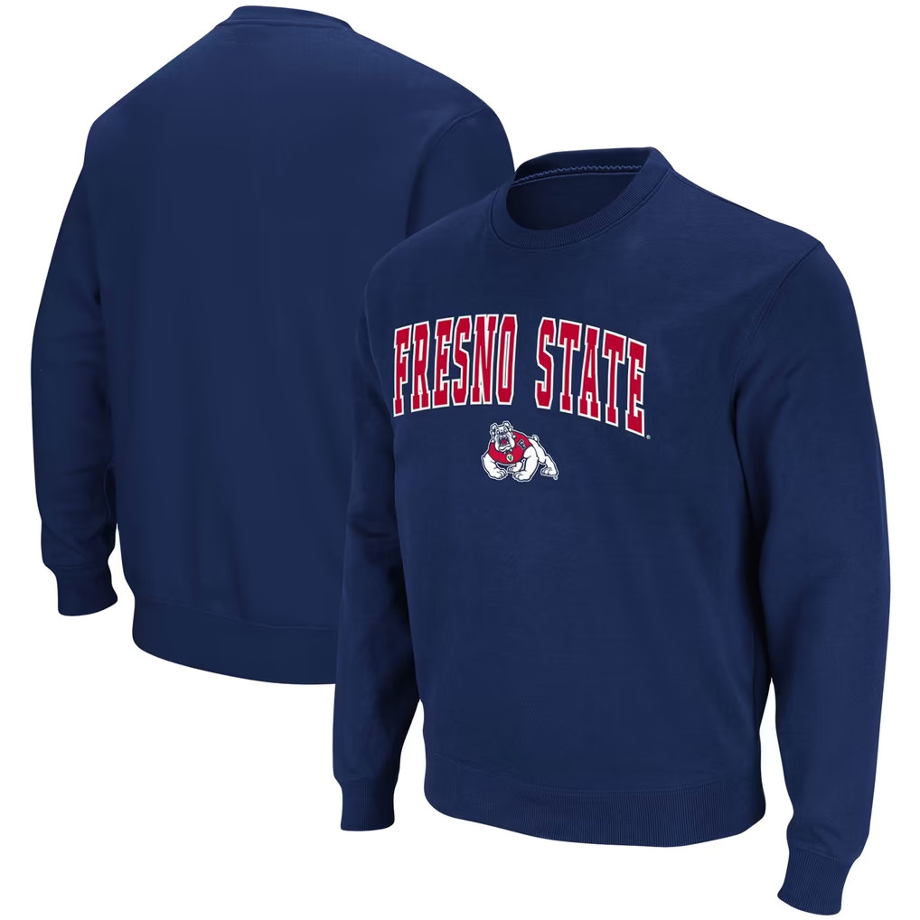 Fresno State Bulldogs Merch 2026 Colosseum Navy Fresno State Bulldogs Arch And Logo Sweatshirt