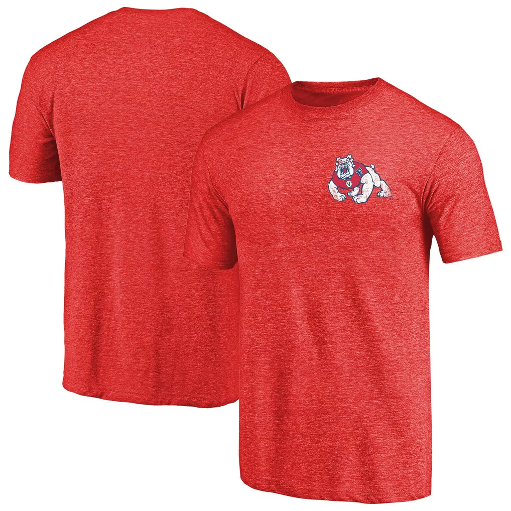 Fresno State Bulldogs Merch 2026 Fresno State Bulldogs Left Chest Distressed Logo T-Shirt Men's