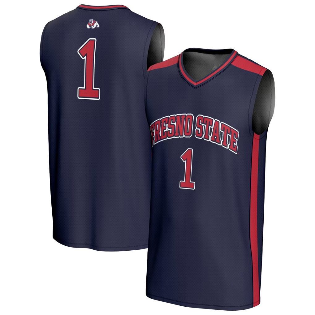 Fresno State Bulldogs Merch 2026 GameDay Greats #1 Navy Fresno State Bulldogs Basketball Jersey