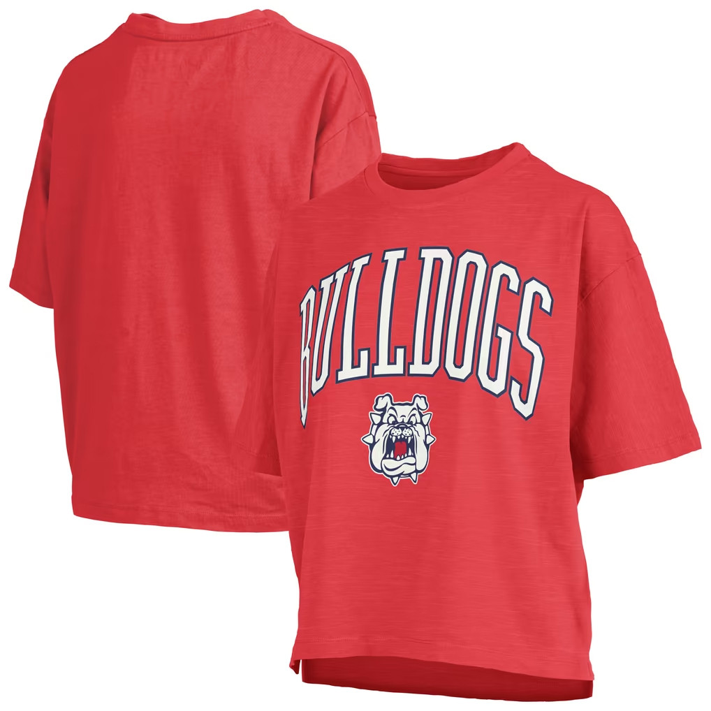 Fresno State Bulldogs Merch 2026 Pressbox Red Fresno State Bulldogs Nelson Arch Over Logo Shirt Fresno State Bulldogs Merch 2026 Pressbox Red Fresno State Bulldogs Nelson Arch Over Logo Shirt