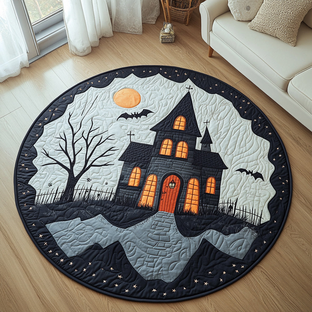 Frightful Halloween Quilted Round Mat Modern Living Room Halloween Themed Presents Frightful Halloween Quilted Round Mat Modern Living Room Halloween Themed Presents