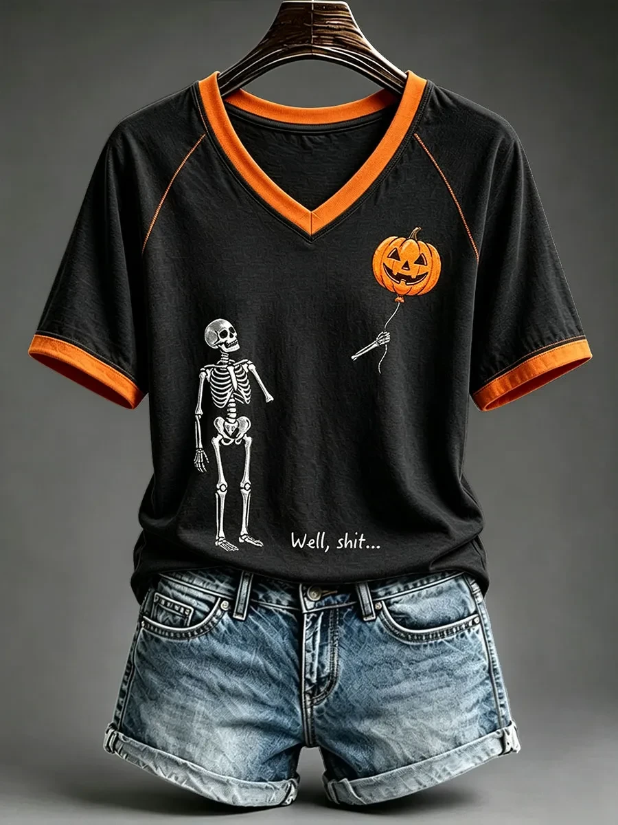 Funny Well Shit Skull T-Shirt Halloween Pumpkin Balloon Shirt Humorous Gift For Spooky