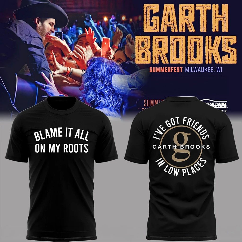 Garth Brooks Blame It All On My Roots Summerfest 2026 Black Shirt Garth Brooks Merch Fan Gear