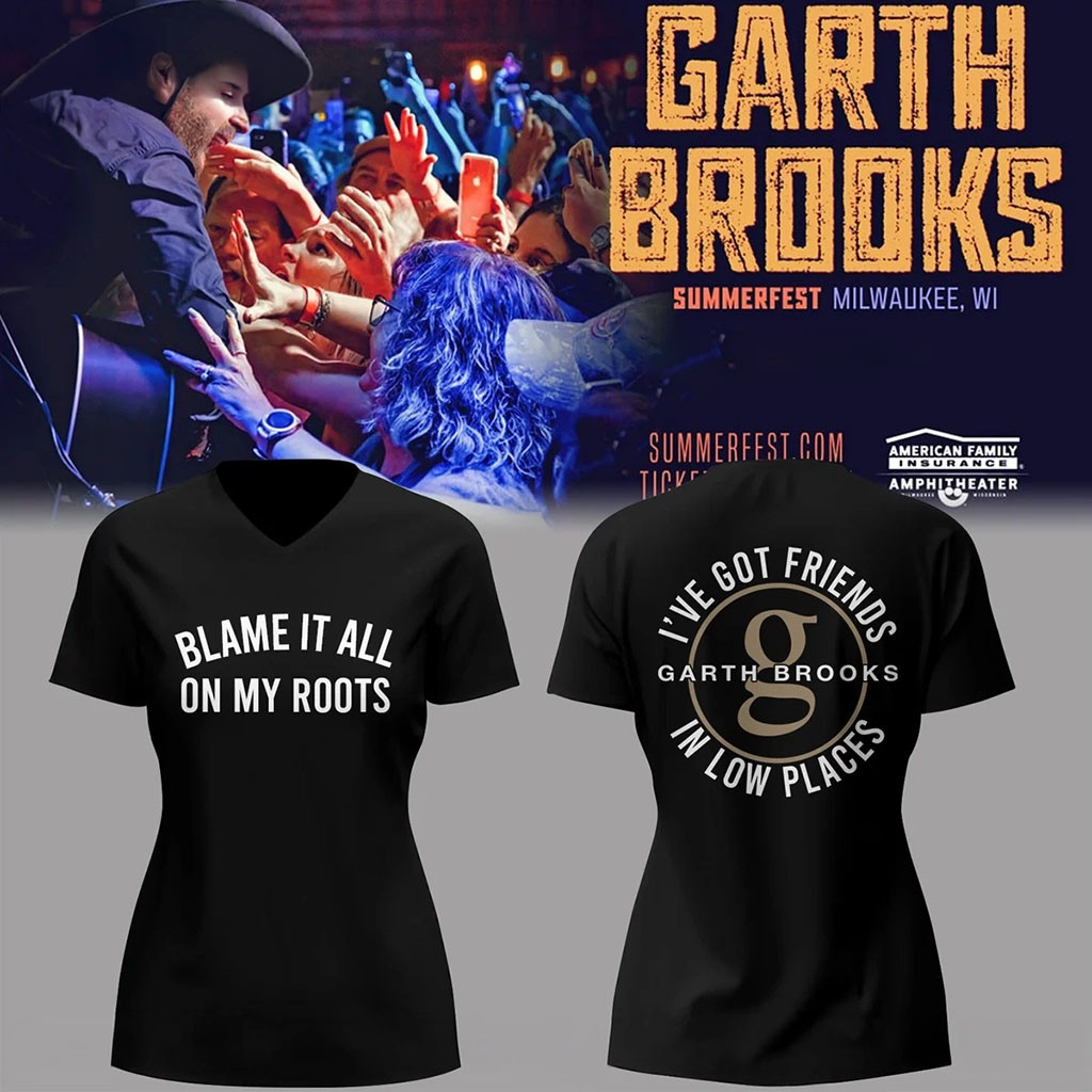 Garth Brooks Blame It All On My Roots Summerfest 2026 V-Neck Shirt Garth Brooks Merch Fan Gifts