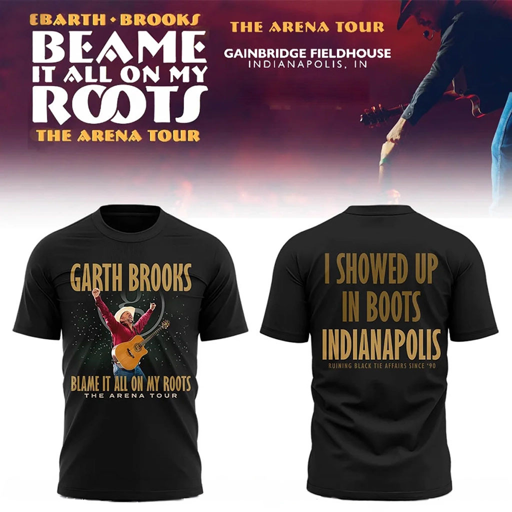 Garth Brooks Merch Blame It All On My Roots Arena Tour T-Shirt The Arena Tour Shirt Black