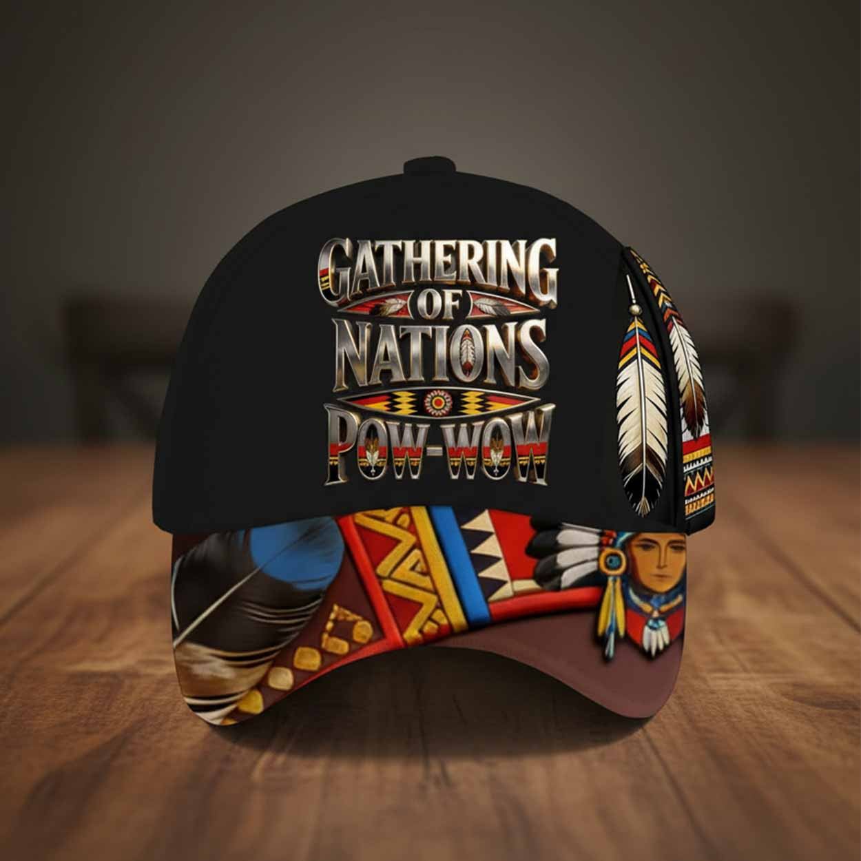 Gathering Of Nations Pow Wow Print Casual Hat Gathering Of Nations Pow Wow Print Casual Hat