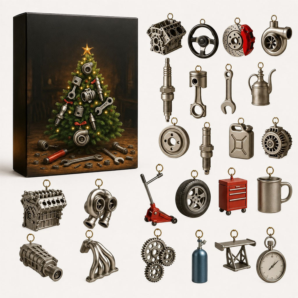Gearheads Christmas Garage Advent Calendar 2026 24 Days Automotive Mystery Ornaments Car Lover Gift