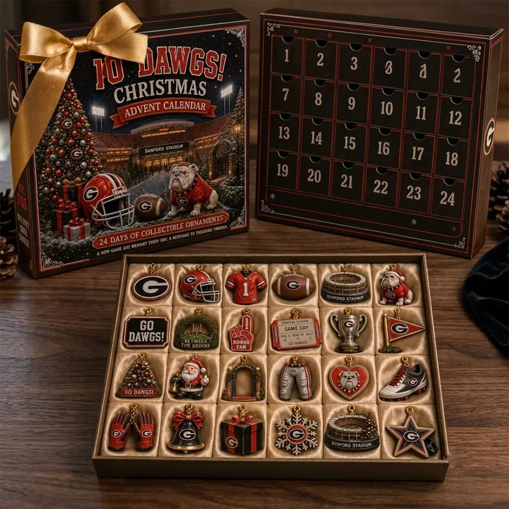 Georgia Bulldogs 24-Day Christmas Ornament Advent Calendar Bulldogs Merch Gifts For Fans Georgia Bulldogs 24-Day Christmas Ornament Advent Calendar Bulldogs Merch Gifts For Fans