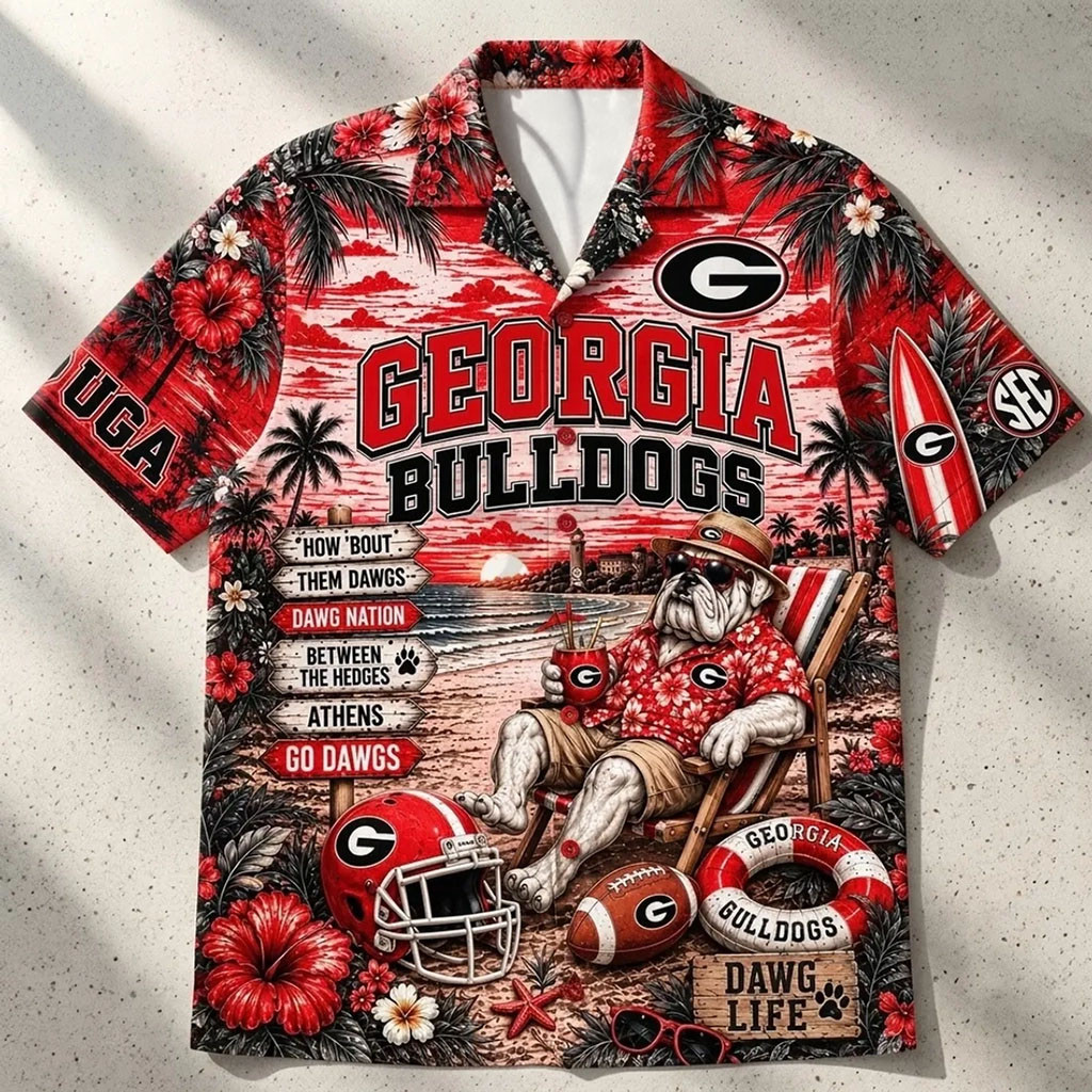 Georgia Bulldogs Floral Hawaiian Shirt Georgia Bulldogs Merch Gift For Football Lovers Georgia Bulldogs Floral Hawaiian Shirt Georgia Bulldogs Merch Gift For Football Lovers