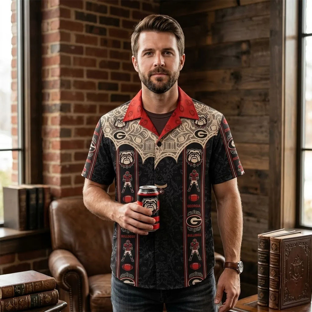 Georgia Bulldogs Mascot Hawaiian Shirt Game Day Attire Georgia Bulldogs Merch Football Fan Gift Georgia Bulldogs Mascot Hawaiian Shirt Game Day Attire Georgia Bulldogs Merch Football Fan Gift