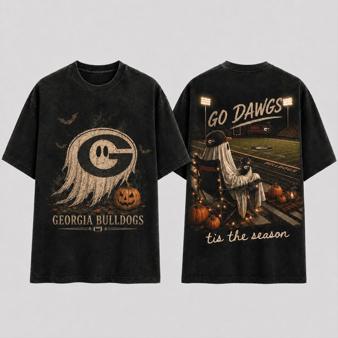 Georgia Bulldogs Merch Halloween Ghost T-Shirt Tis The Season Go Dawgs Shirt Game Day Gifts