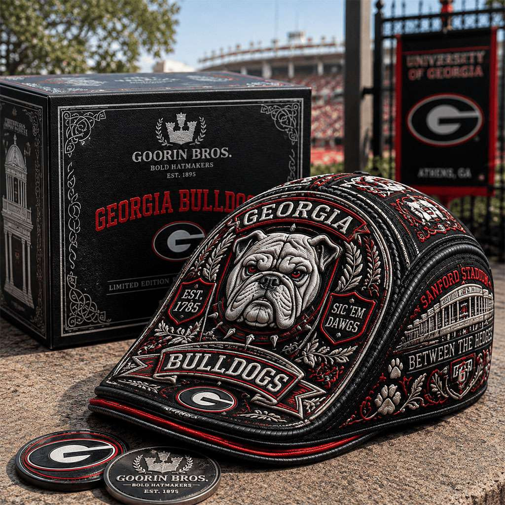 Georgia Bulldogs Merch Sic Em Dawgs Jeff Hat Sanford Stadium Between The Hedges Cap Gifts