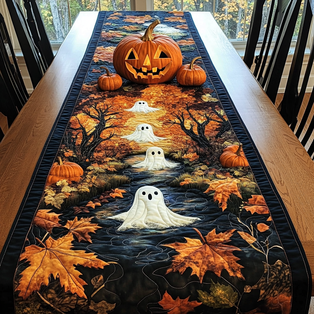 Ghost Garden Quilted Table Runner Dining Table Decor Halloween Family Gifts