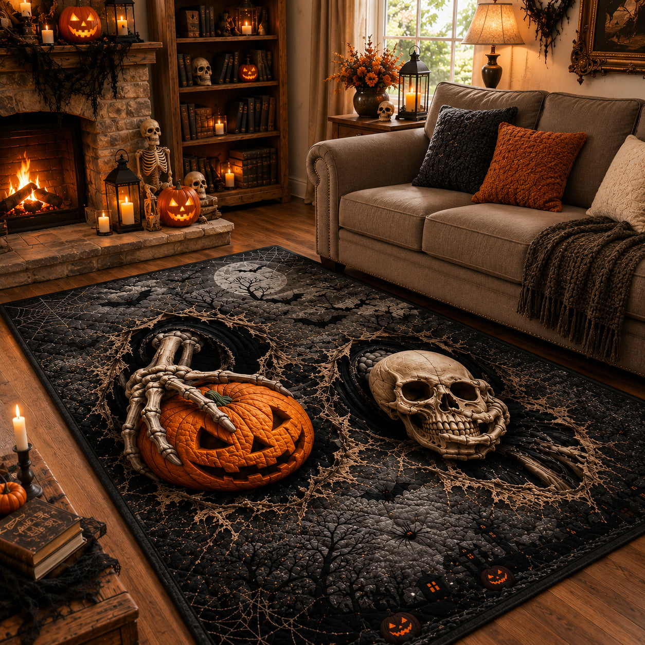 Ghostly Bones Area Rug Home Goods Halloween Decor Scary Gifts