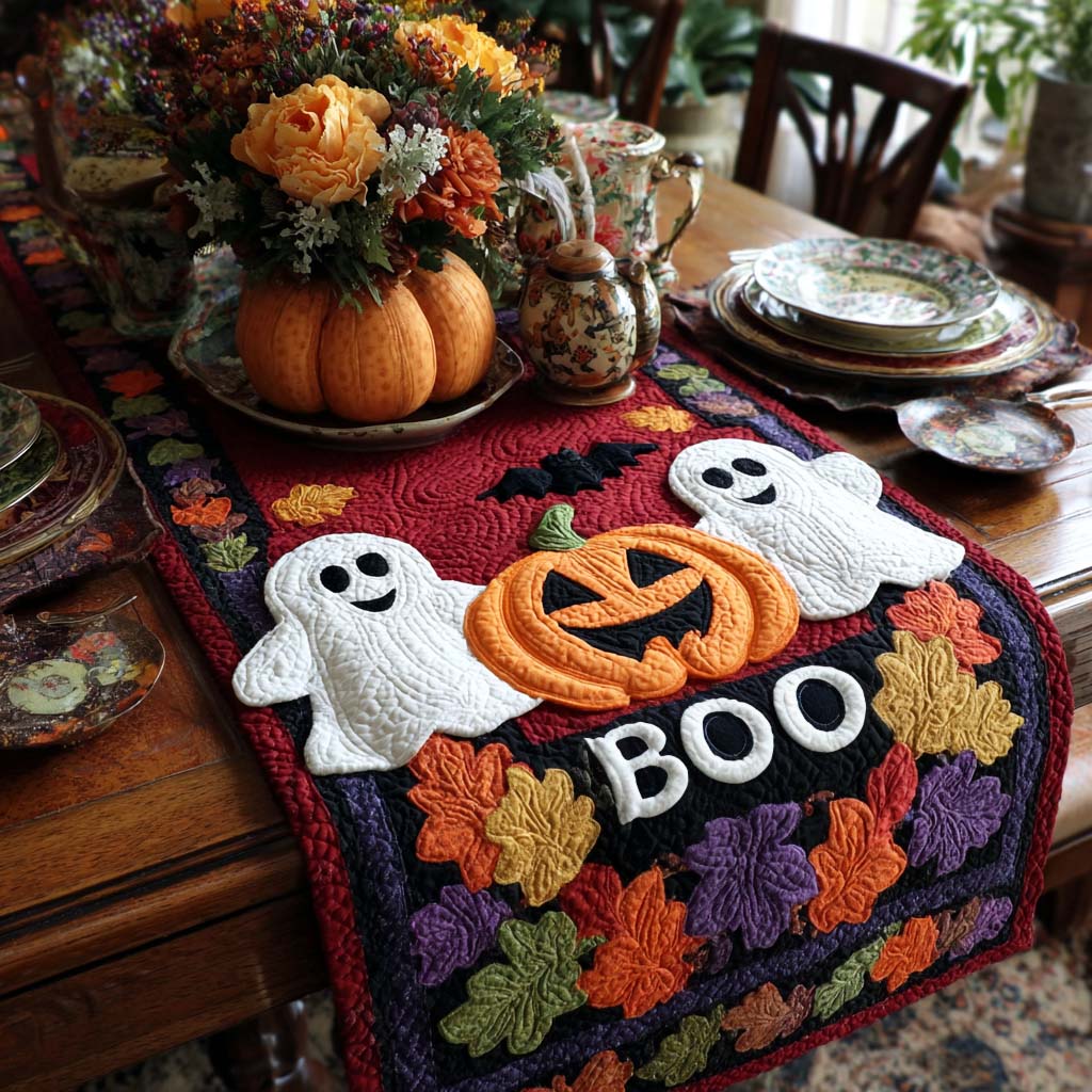 Ghostly Glow Quilted Table Runner Decor Table Halloween Halloween Present Ideas