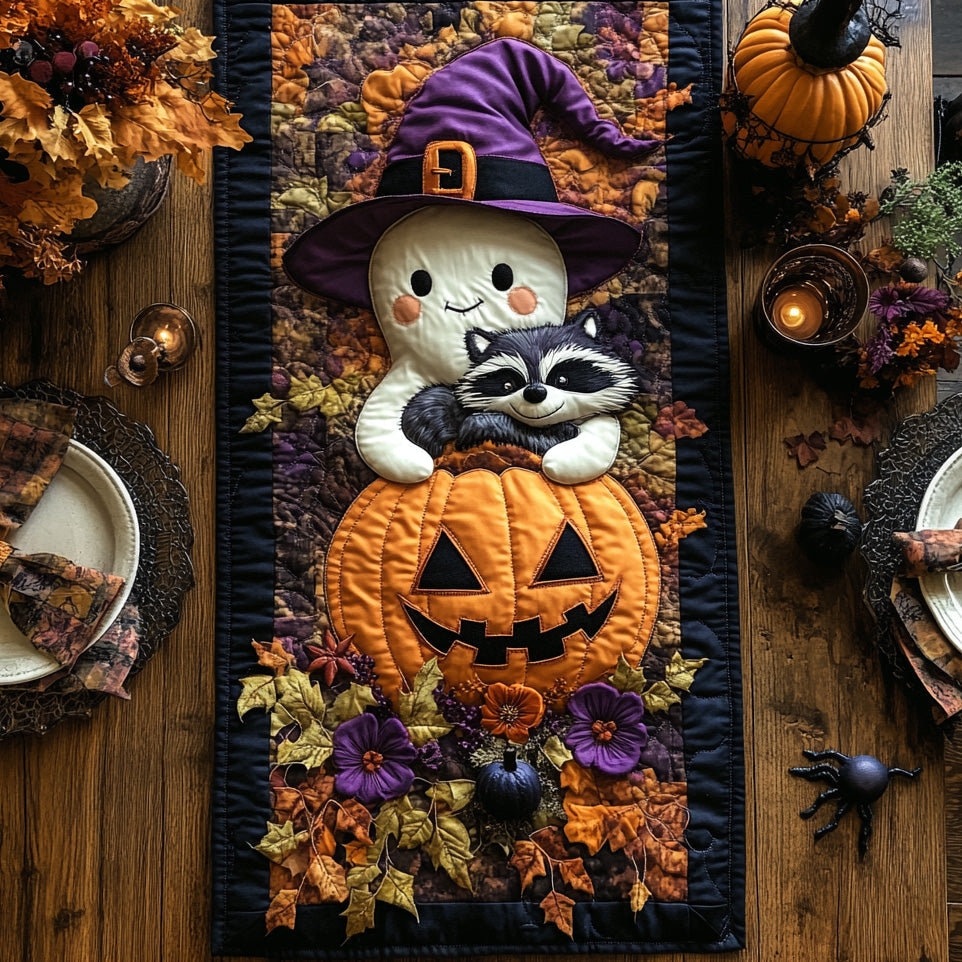 Ghostly Glow Quilted Table Runner Dining Table Decor Ideas Family Halloween Gifts