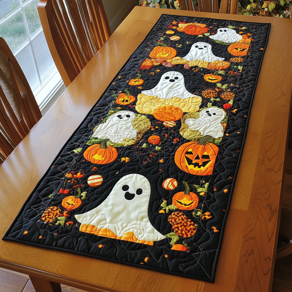Ghoulish Halloween Quilted Table Runner Decorate Halloween Table Halloween Inspired Gifts