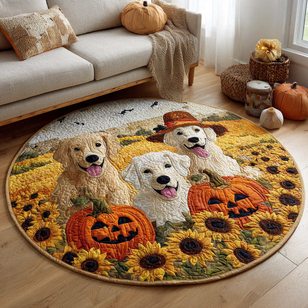 Golden Retriever Trio Quilted Round Mat Halloween House Decorations New Home Gifts
