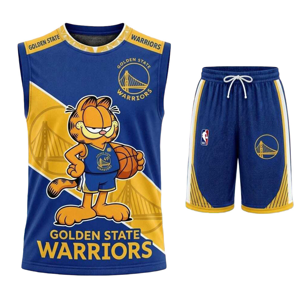 Golden State Warriors Garfield Basketball Muscle Tank And Shorts Warriors Merch Gift For Fan