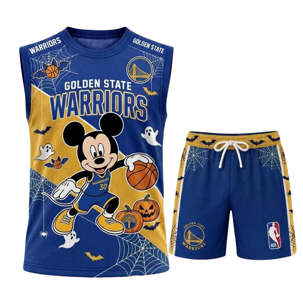 Golden State Warriors Mickey Mouse Basketball Muscle Tank And Shorts Warriors Merch Dudes Gifts