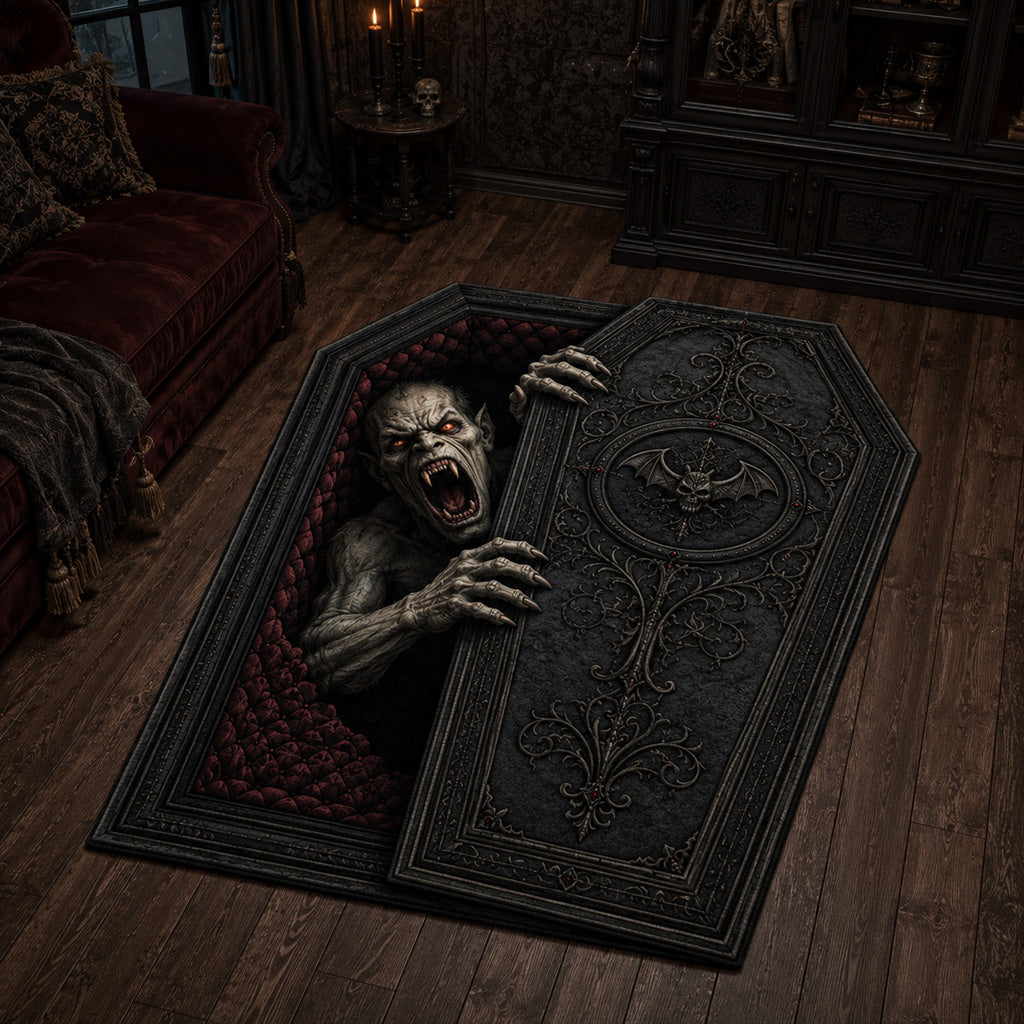 Gothic Demon Coffin Custom Shape Area Rug Gothic Themed Living Room Best Halloween Presents Gothic Demon Coffin Custom Shape Area Rug Gothic Themed Living Room Best Halloween Presents