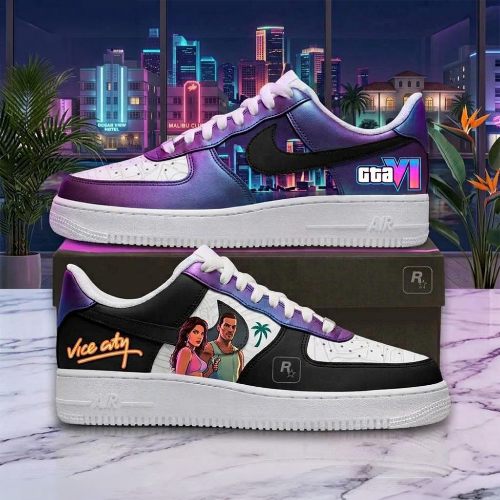 Grand Theft Auto VI Air Force Shoes Vice City Sneakers GTA 6 Merch Present For Boyfriend