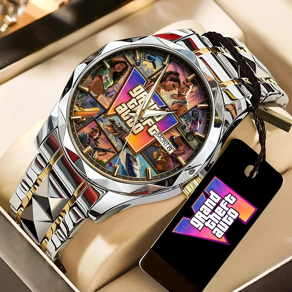 Grand Theft Auto VI Alloy Luxury Quartz Watch GTA 6 Merch Gifts For Video Game Lovers