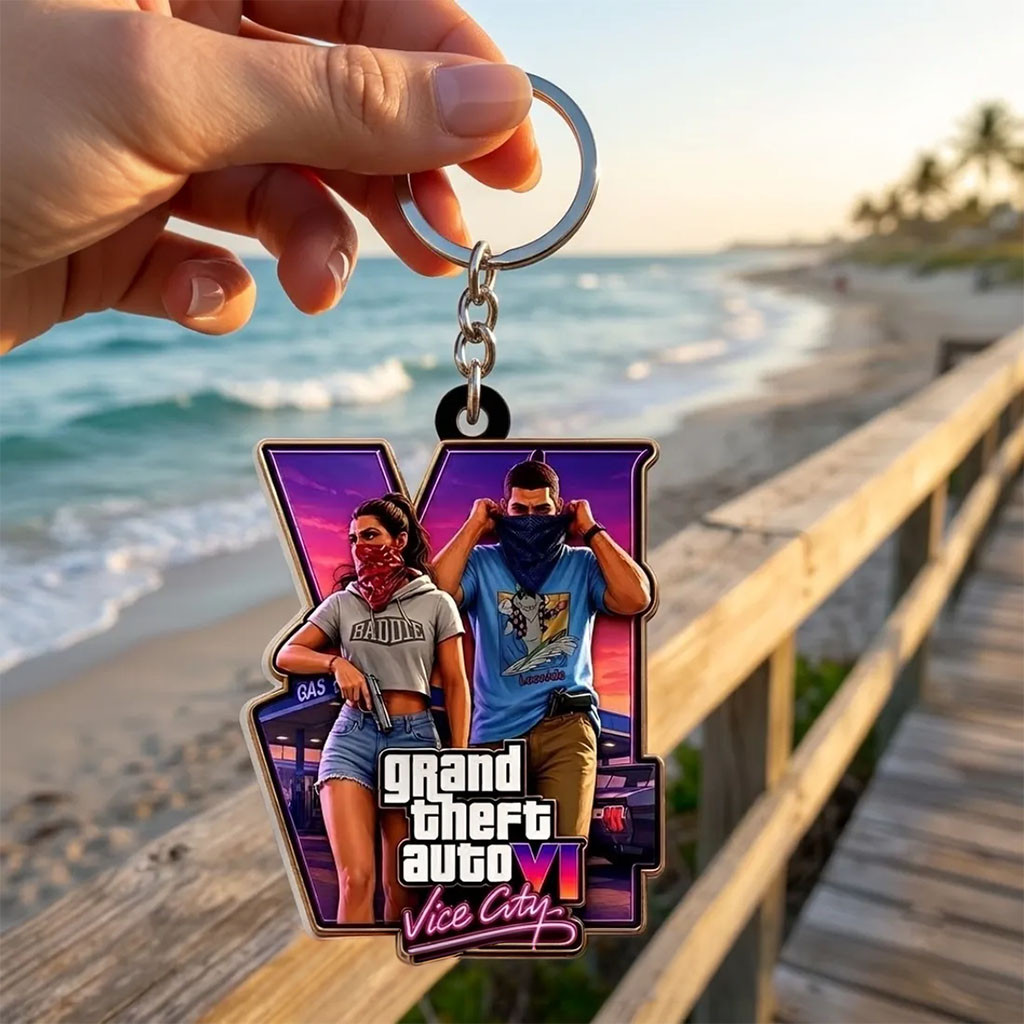 Grand Theft Auto VI Vice City Keychain Grand Theft Auto Merch Gamer Accessory Video Game Fan Gift Grand Theft Auto VI Vice City Keychain Grand Theft Auto Merch Gamer Accessory Video Game Fan Gift