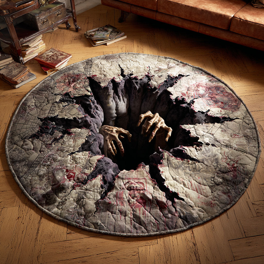 Grasping Hands Below Quilted Round Mat Horror Decor For Home Gifts For New Homeowners Grasping Hands Below Quilted Round Mat Horror Decor For Home Gifts For New Homeowners
