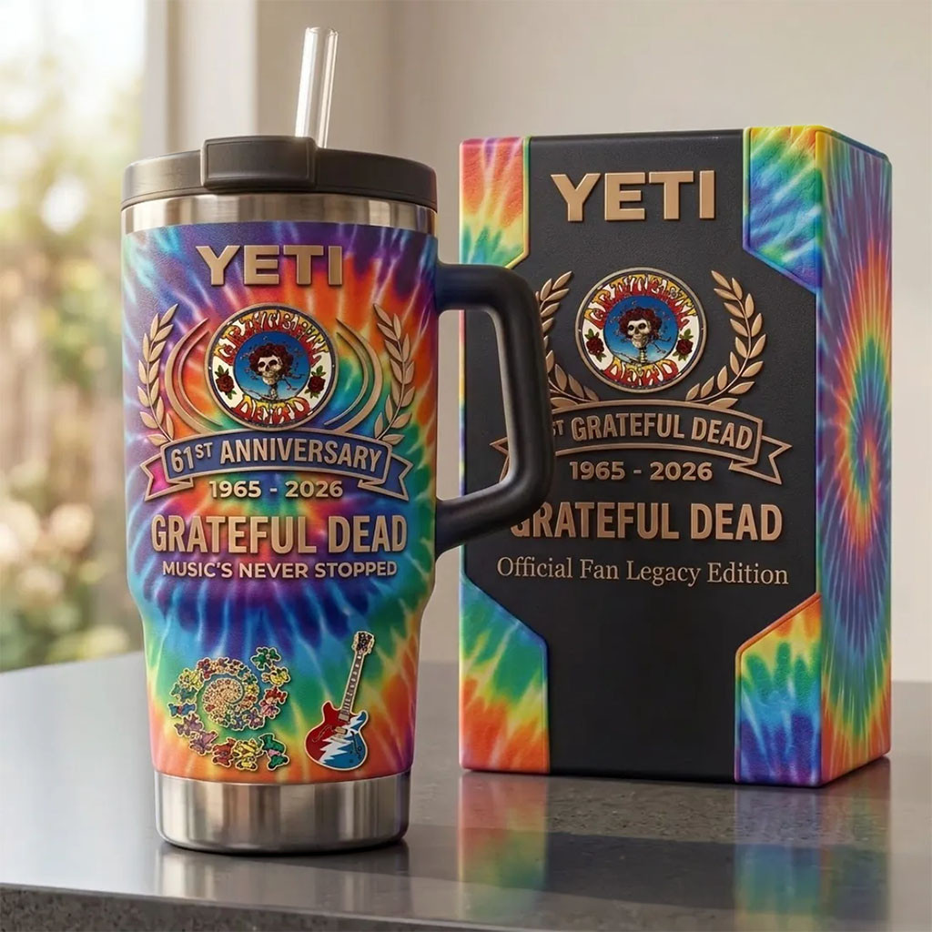 Grateful Dead 1965-2026 61st Anniversary Tumbler Music's Never Stopped Grateful Dead Merch