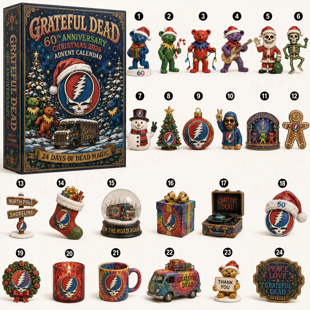 Grateful Dead 60th Anniversary 24 Days Christmas Advent Calendar Grateful Dead Merch Fan Gifts