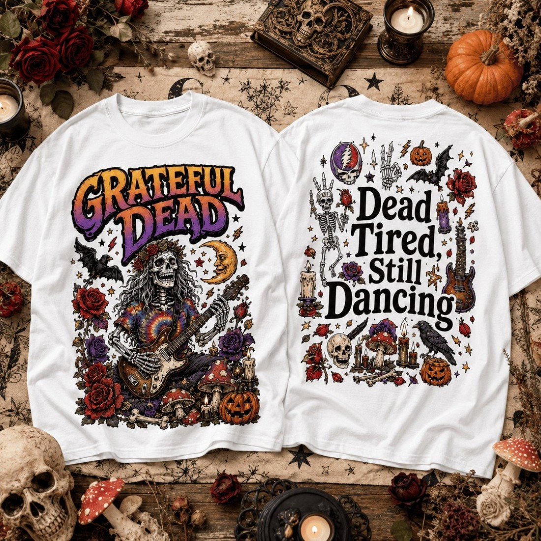 Grateful Dead Merch Dead Tired Still Dancing Halloween T-Shirt Music Related Gifts Grateful Dead Merch Dead Tired Still Dancing Halloween T-Shirt Music Related Gifts