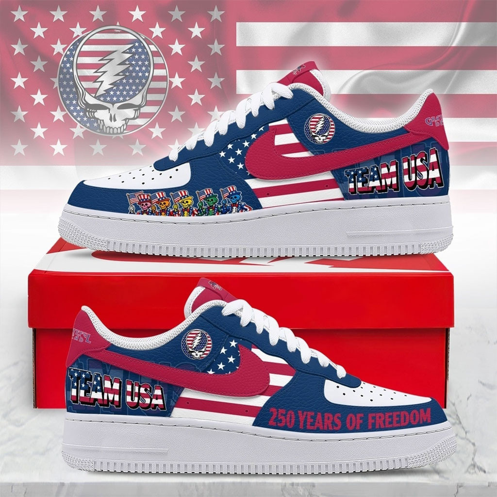 Grateful Dead Team USA Shoes 250 Years Of Freedom Patriotic Sneakers Grateful Dead Merch Gifts