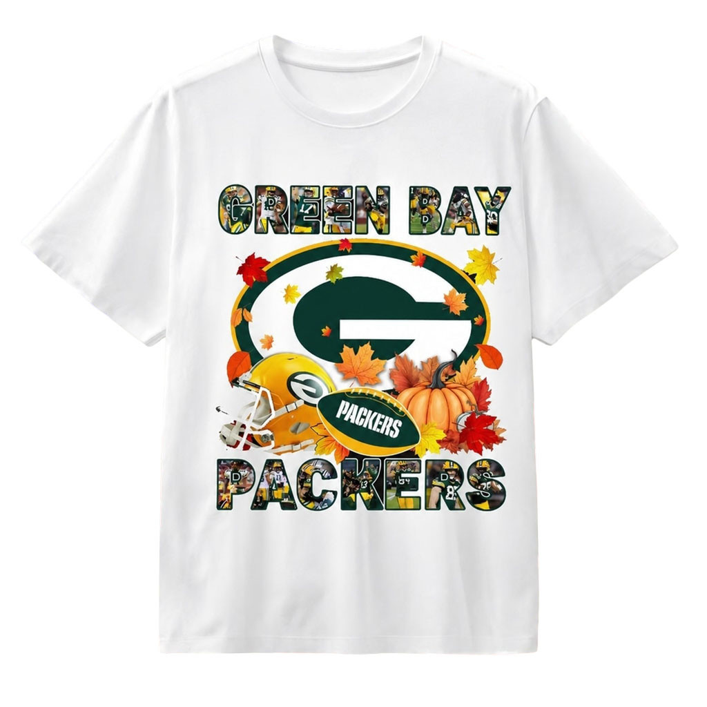 Green Bay Packers Autumn Fall Pumpkin Graphic T-Shirt Packers Merch Gift For Football Lovers