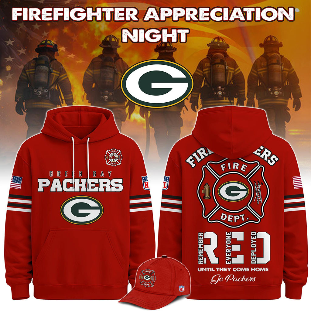 Green Bay Packers Firefighter Appreciation Night 2026 Hoodie Packers Merch Football Fan Gear