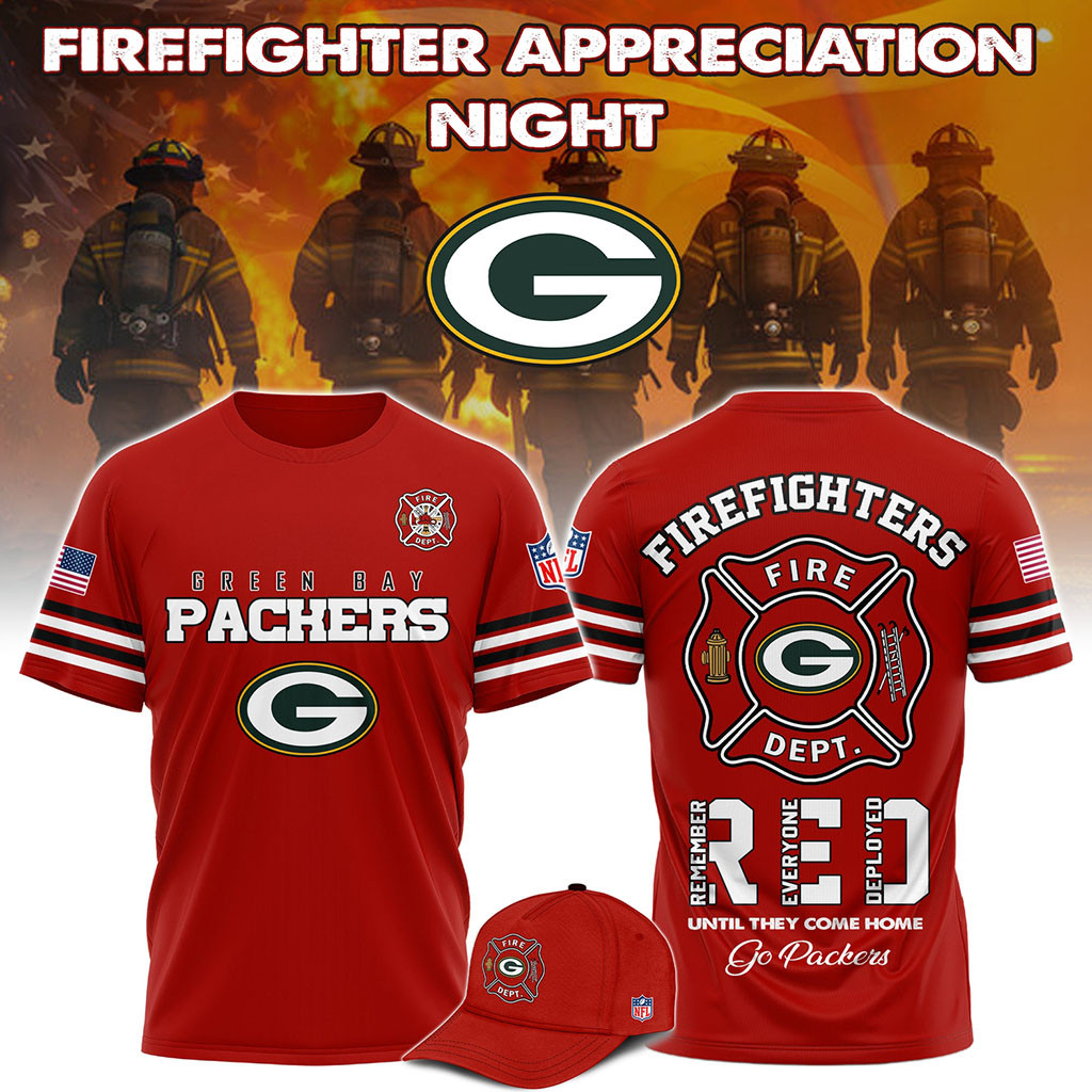 Green Bay Packers Firefighter Appreciation Night 2026 T-Shirt Packers Merch Football Lover Gift Green Bay Packers Firefighter Appreciation Night 2026 T-Shirt Packers Merch Football Lover Gift