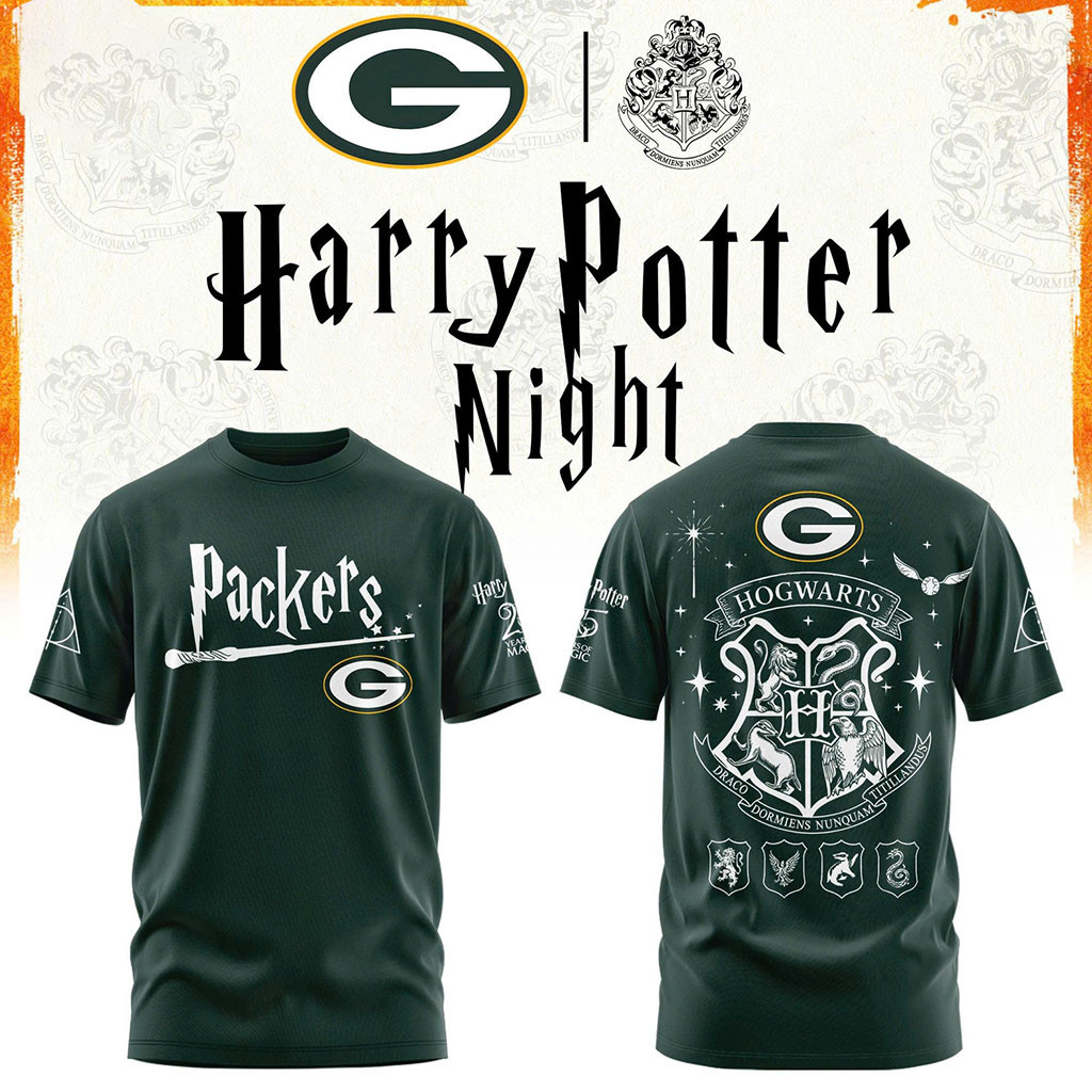Green Bay Packers Football Harry Potter 25th Anniversary T-Shirt 2026 Green Bay Packers Merch Green Bay Packers Football Harry Potter 25th Anniversary T-Shirt 2026 Green Bay Packers Merch