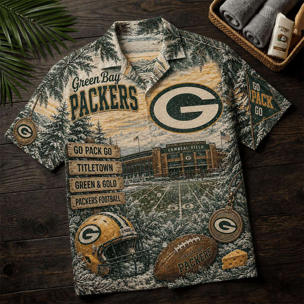 Green Bay Packers Go Pack Go Titletown Hawaiian Shirt Packers Merch Football Gifts For Him Green Bay Packers Go Pack Go Titletown Hawaiian Shirt Packers Merch Football Gifts For Him