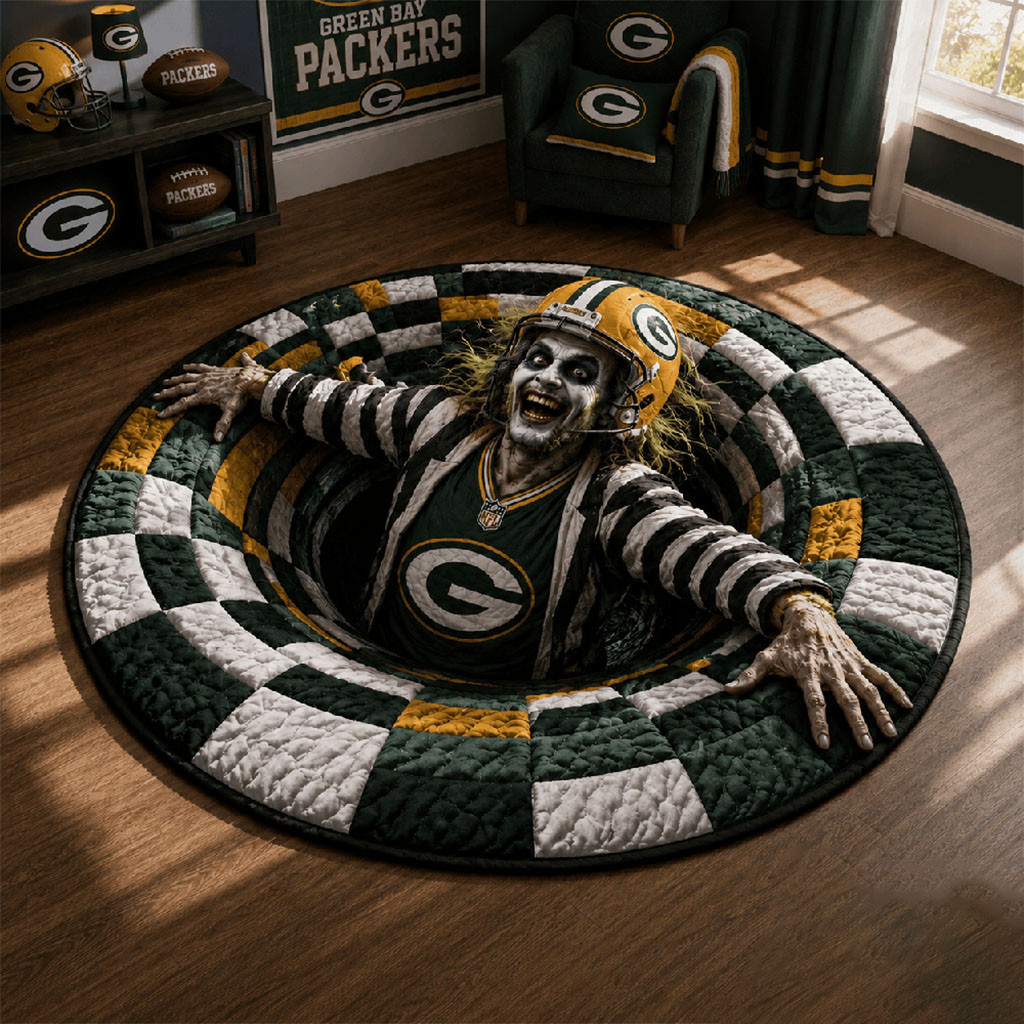 Green Bay Packers Halloween 2026 Zombie Quilted Round Mat Packers Merch Spooky Season Decor Green Bay Packers Halloween 2026 Zombie Quilted Round Mat Packers Merch Spooky Season Decor
