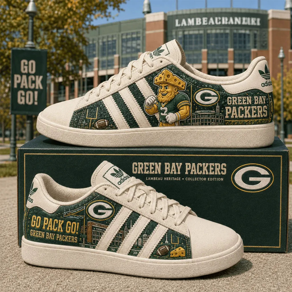 Green Bay Packers Heritage Mascot Shoes Go Pack Go Sneakers Packers Merch Fans Gifts